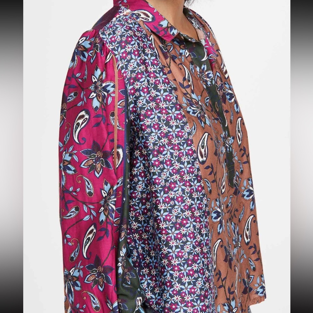 [Xirena] “Kiera Patchwork” Pattern Blouse - Size … - image 2